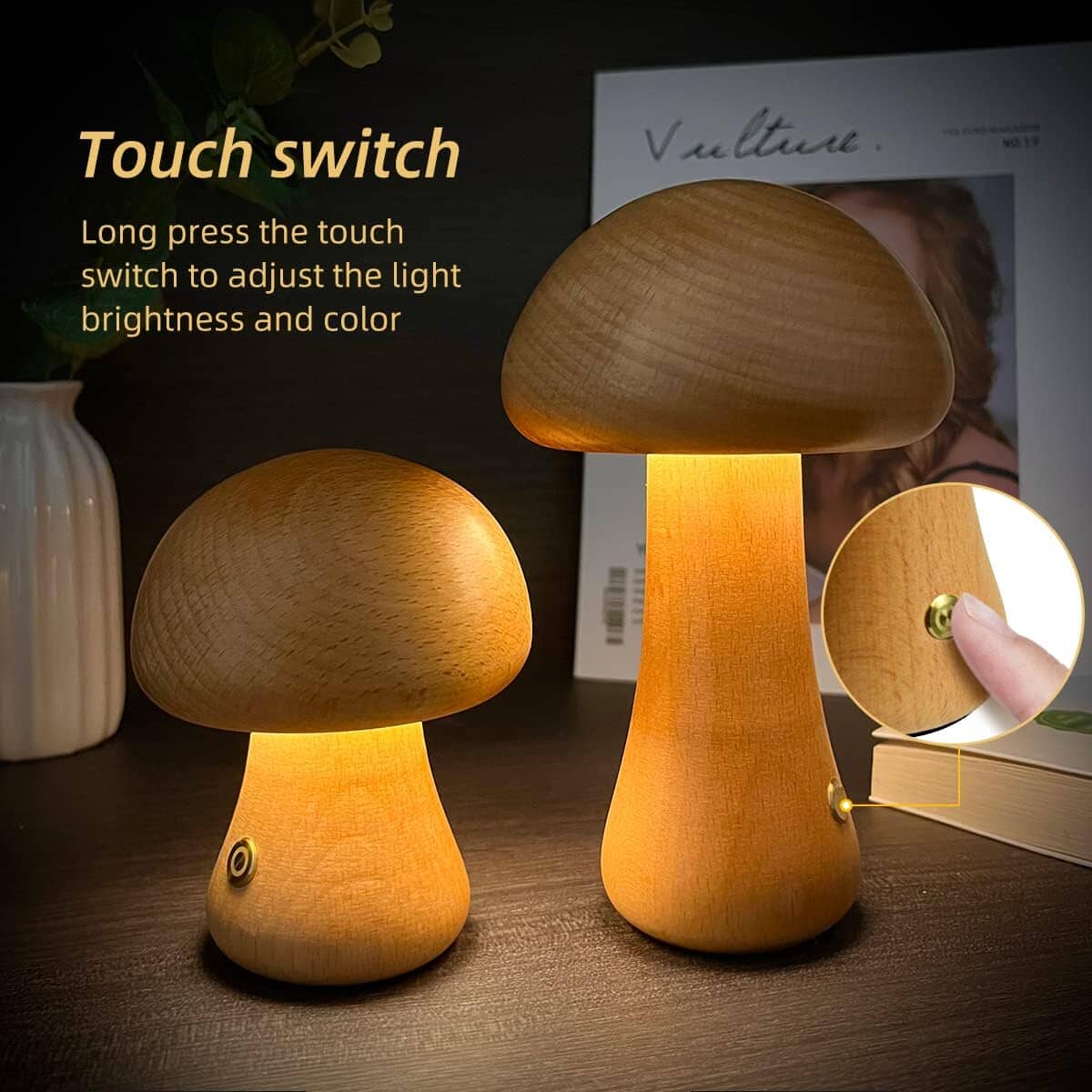 LED Rechargeable Creative Mushroom Table Lamp Indoor Lighting - DailySale