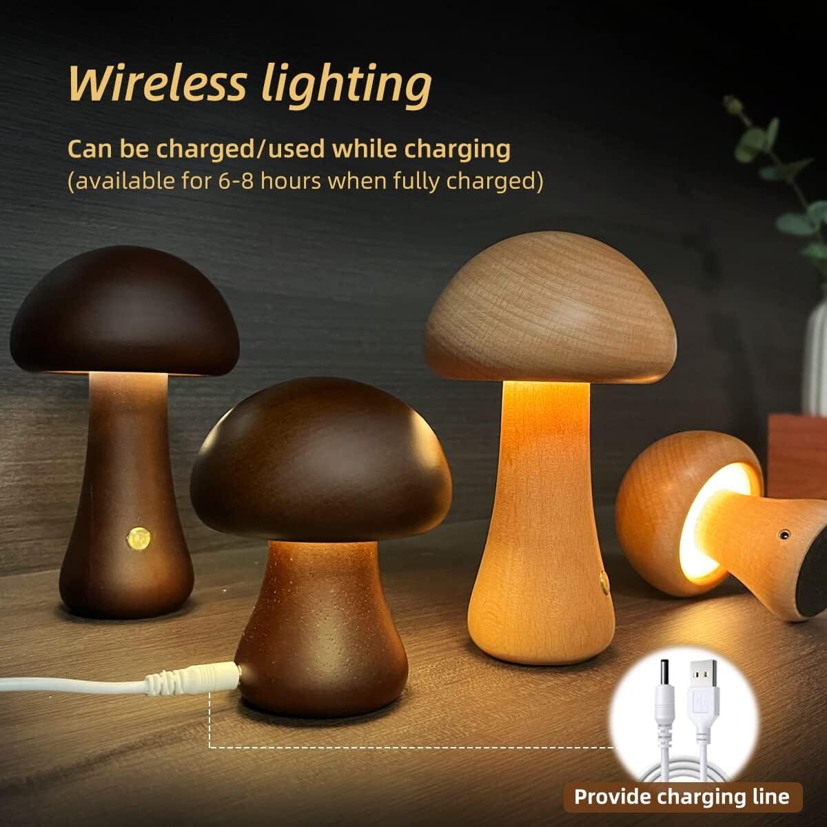 LED Rechargeable Creative Mushroom Table Lamp Indoor Lighting - DailySale