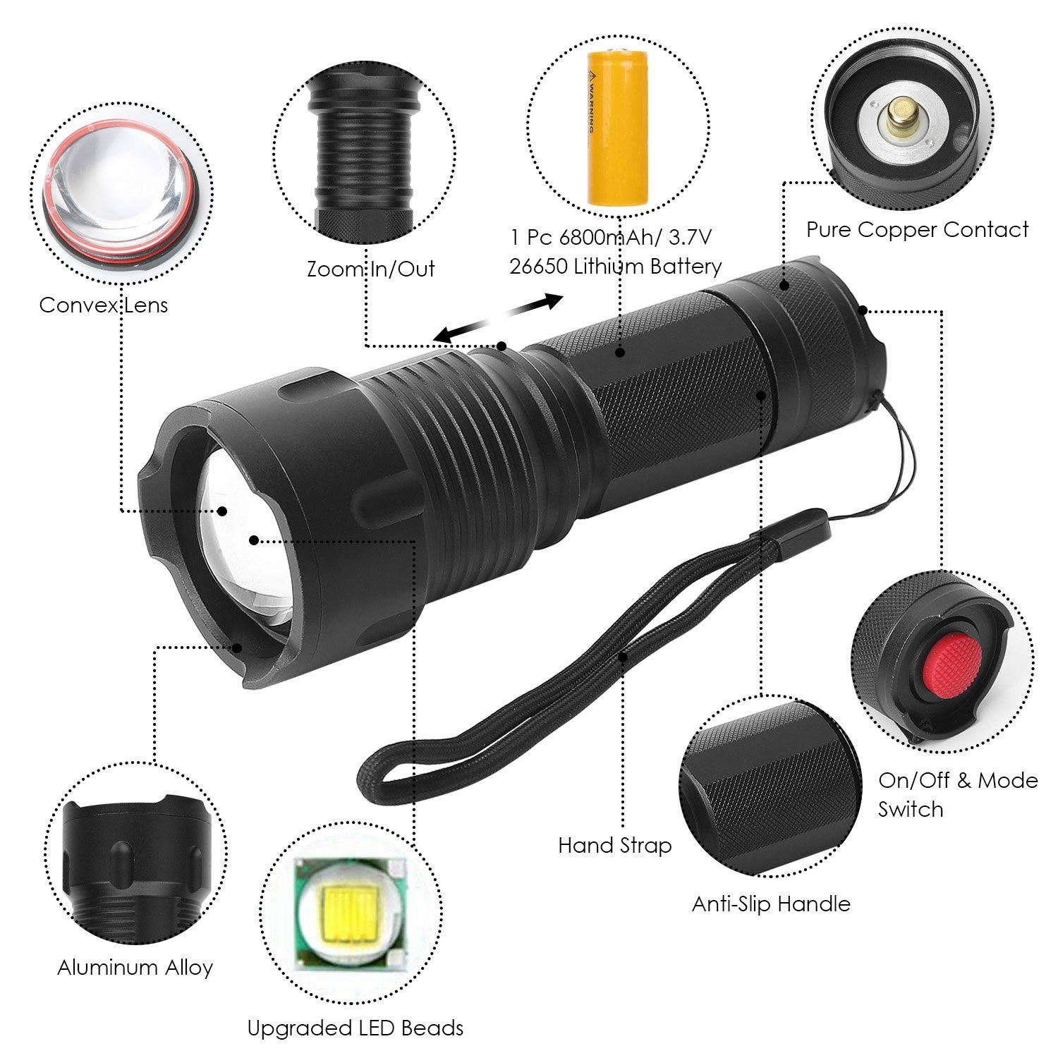 LED Rechargeable Zoomable Flashlight Sports & Outdoors - DailySale