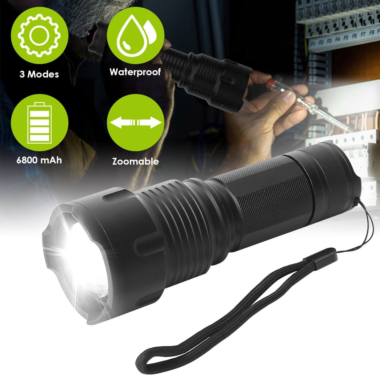 LED Rechargeable Zoomable Flashlight Sports & Outdoors - DailySale