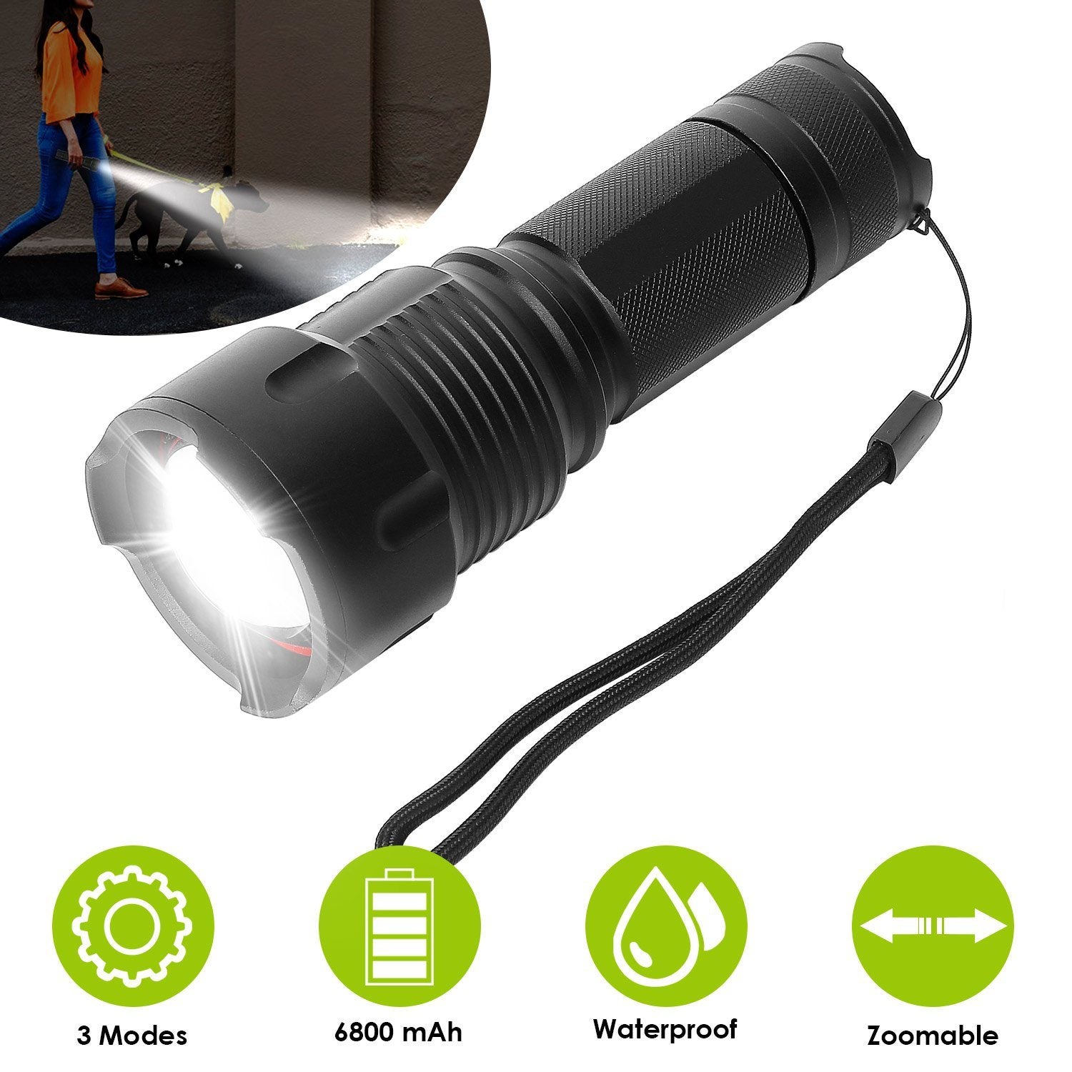 LED Rechargeable Zoomable Flashlight Sports & Outdoors - DailySale