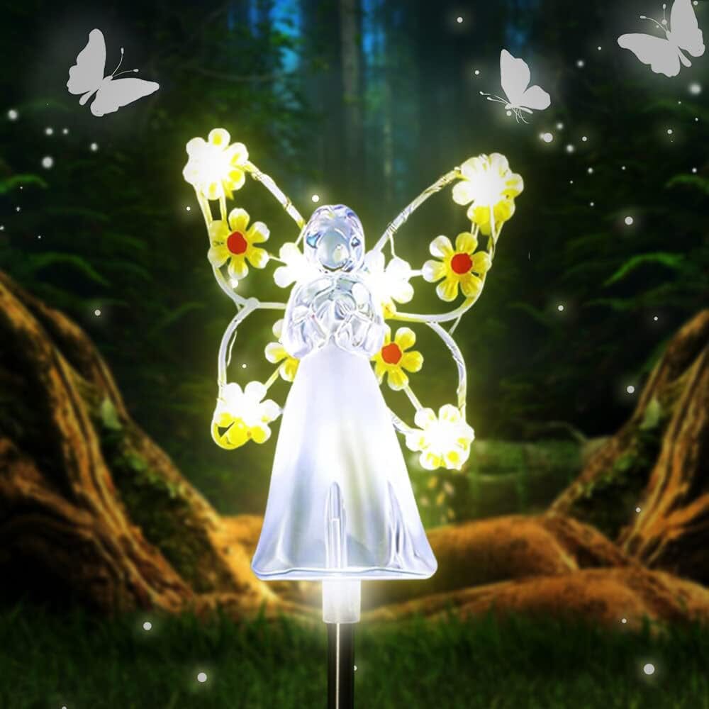 LED Solar Angel Garden Stake Lights Outdoor Lighting Yellow - DailySale