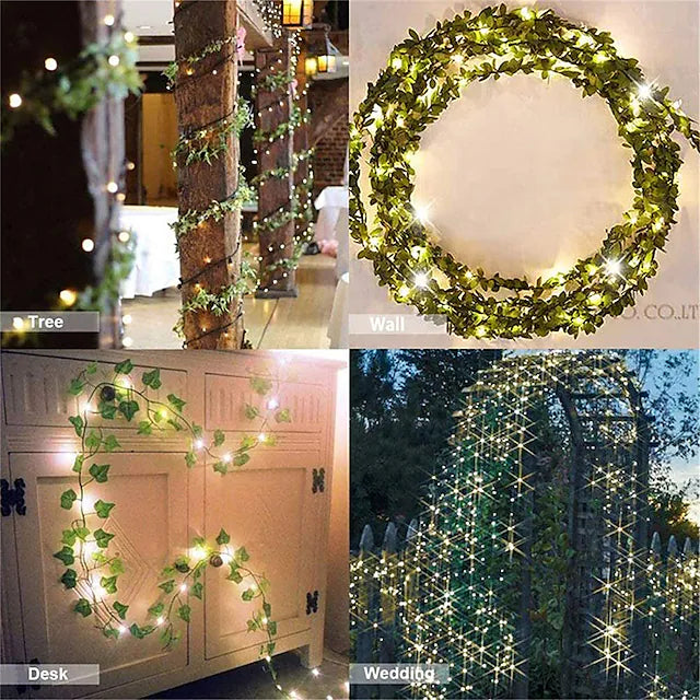LED Solar Ivy Leaf String Light String & Fairy Lights - DailySale