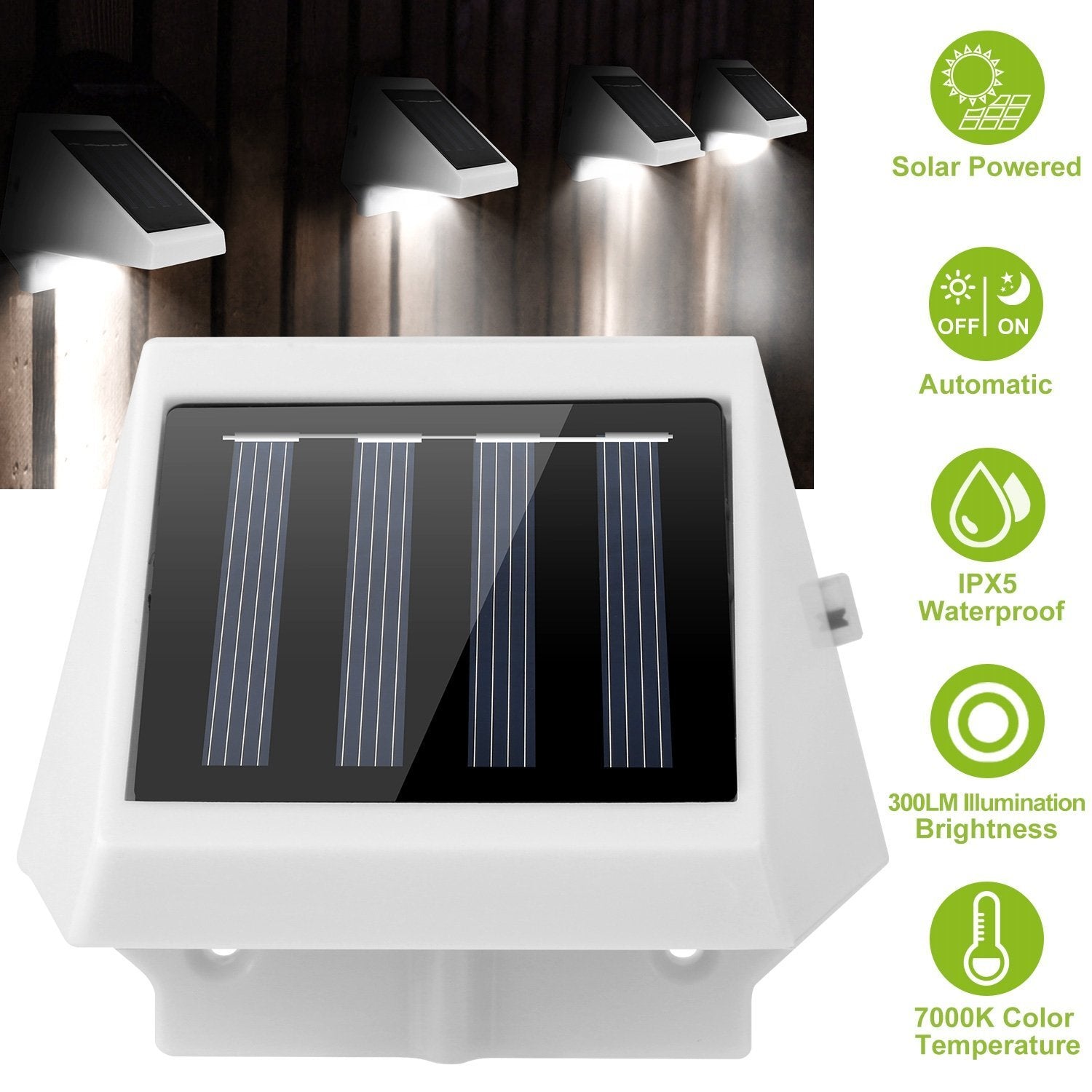 LED Solar Powered Stair Lights Outdoor Lighting - DailySale