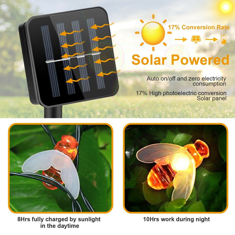 LED Solar String Bee Lights 30 Honeybees Lighting & Decor - DailySale