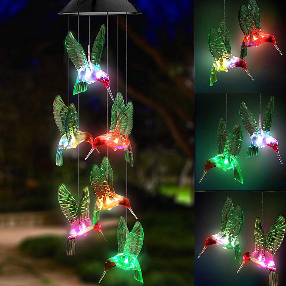 LED Solar String Lights Hummingbird Wind Chime Home Lighting - DailySale