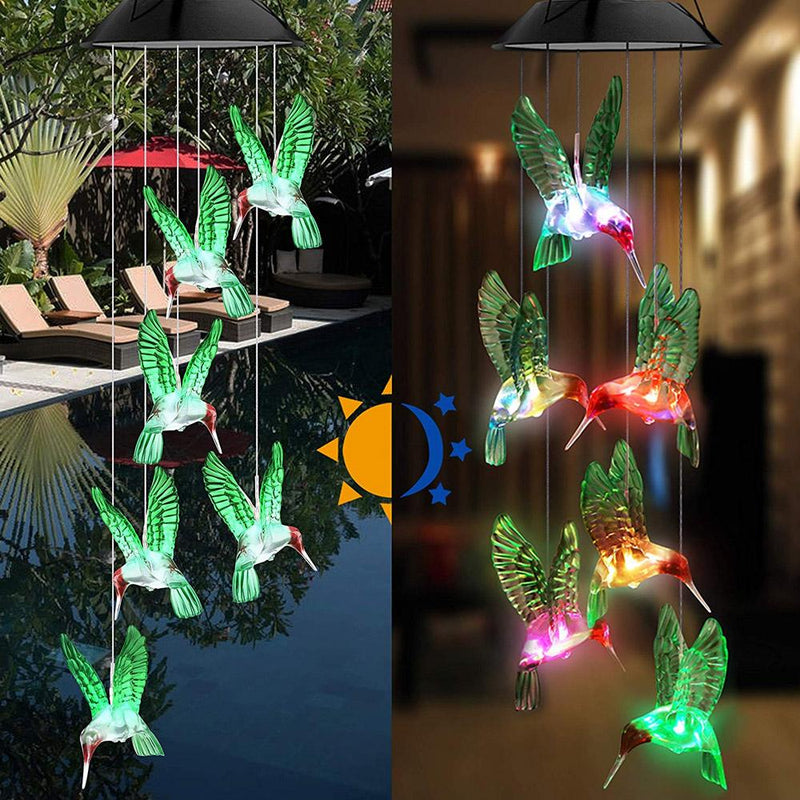 LED Solar String Lights Hummingbird Wind Chime Home Lighting - DailySale