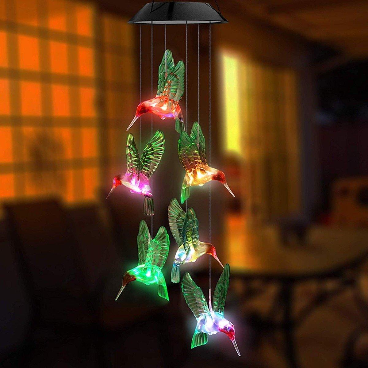 LED Solar String Lights Hummingbird Wind Chime Home Lighting - DailySale