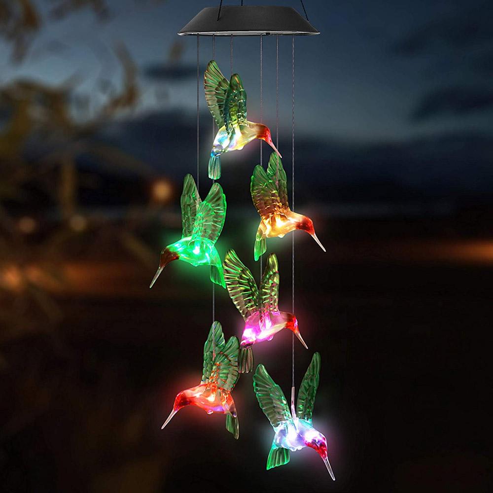 LED Solar String Lights Hummingbird Wind Chime Home Lighting - DailySale