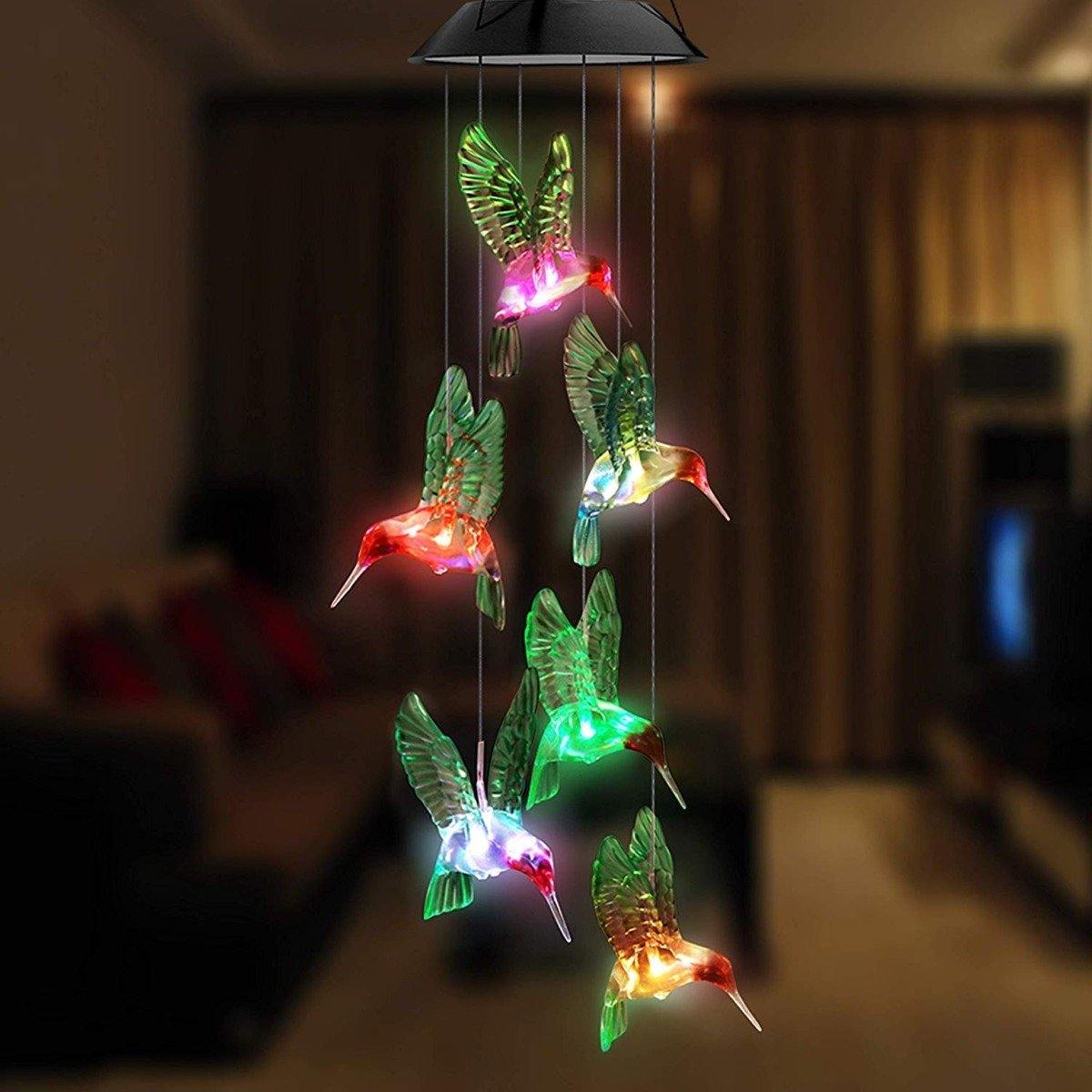 LED Solar String Lights Hummingbird Wind Chime Home Lighting - DailySale