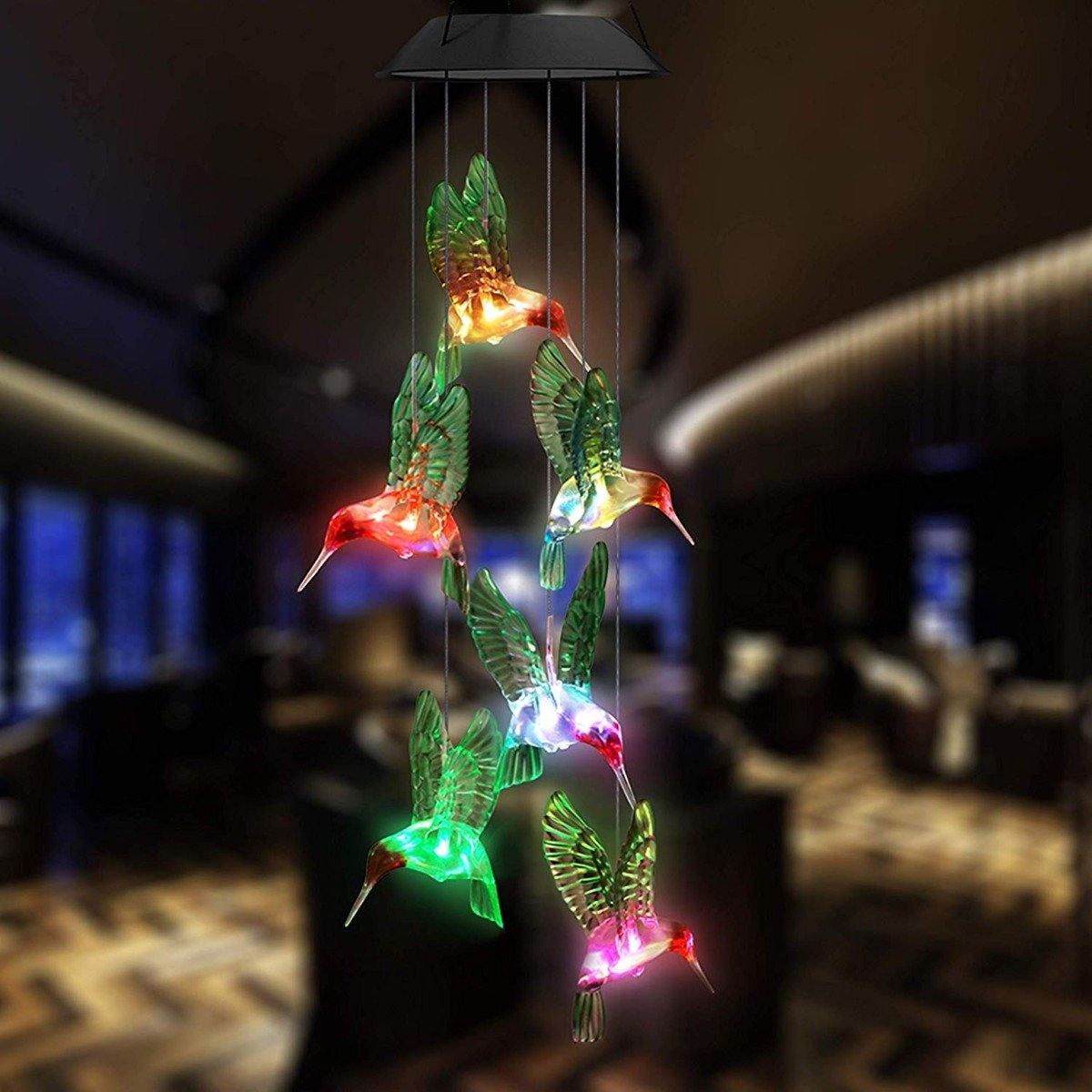 LED Solar String Lights Hummingbird Wind Chime Home Lighting - DailySale