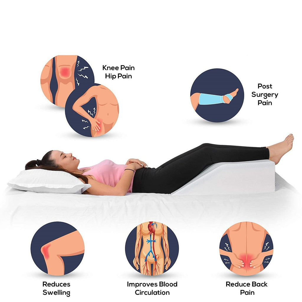 Leg Elevation Pillow with Cooling Gel Memory Foam Top, Post Surgery Leg  Rest Pillow High Density Foam Bed Wedge Pillow for Leg & Back Support and  Pregnancy - Relieves Knee, Hip and