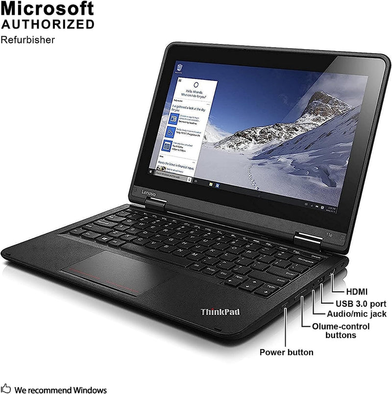 Lenovo 11.6" Touchscreen Chromebook 11E 4th Gen N3450 4GB RAM 128GB SSD Storage Windows 10 (Refurbished) Laptops - DailySale