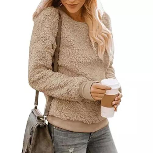 Leo Rosi Women's Sherpa Sweatshirt Women's Clothing Beige S - DailySale