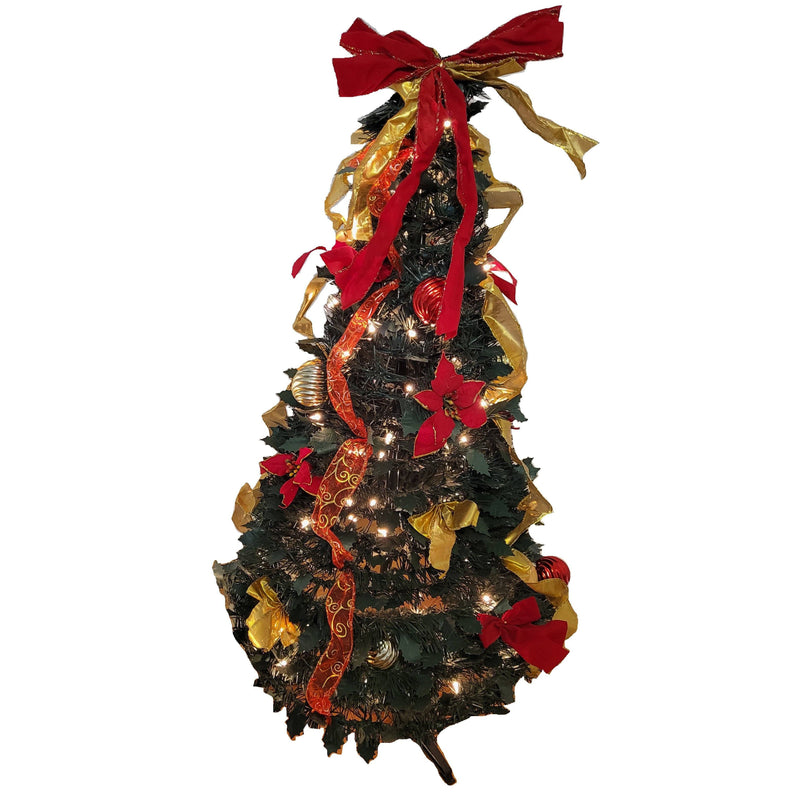 Let It Snow Holiday Collection Pop-Up Tree with Clear Lights - Assorted Styles Lighting & Decor 4 foot Red/Gold - DailySale