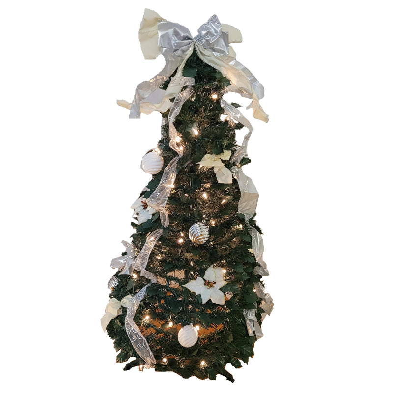 Let It Snow Holiday Collection Pop-Up Tree with Clear Lights - Assorted Styles Lighting & Decor 4 foot Silver/White - DailySale
