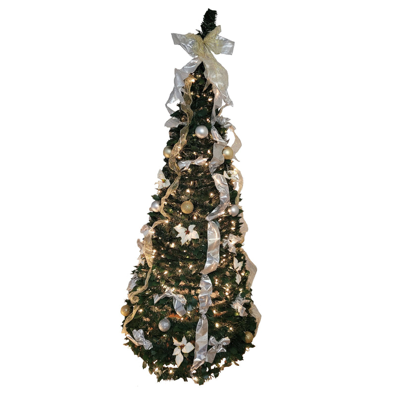 Let It Snow Holiday Collection Pop-Up Tree with Clear Lights - Assorted Styles Lighting & Decor 6 foot Silver/Gold - DailySale
