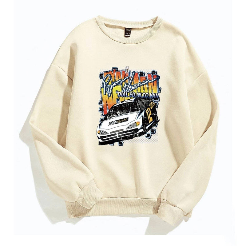 Letter and Car Print Oversized Sweatshirt Women's Clothing Apricot S - DailySale