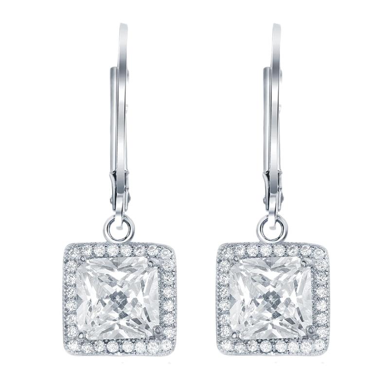 Leverback Elegance Princess Halo Drop Earring Jewelry - DailySale