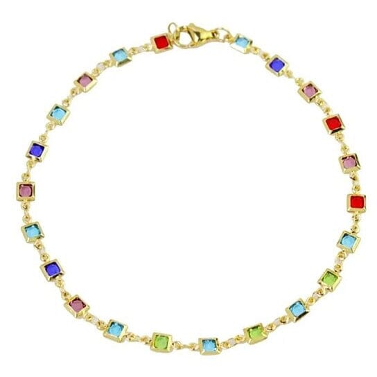 Light Multi Color Crystal Square Ankle Bracelet Bracelets - DailySale