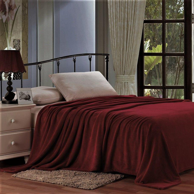 Lightweight and Soft Solid Blankets Linen & Bedding Burgundy Twin - DailySale
