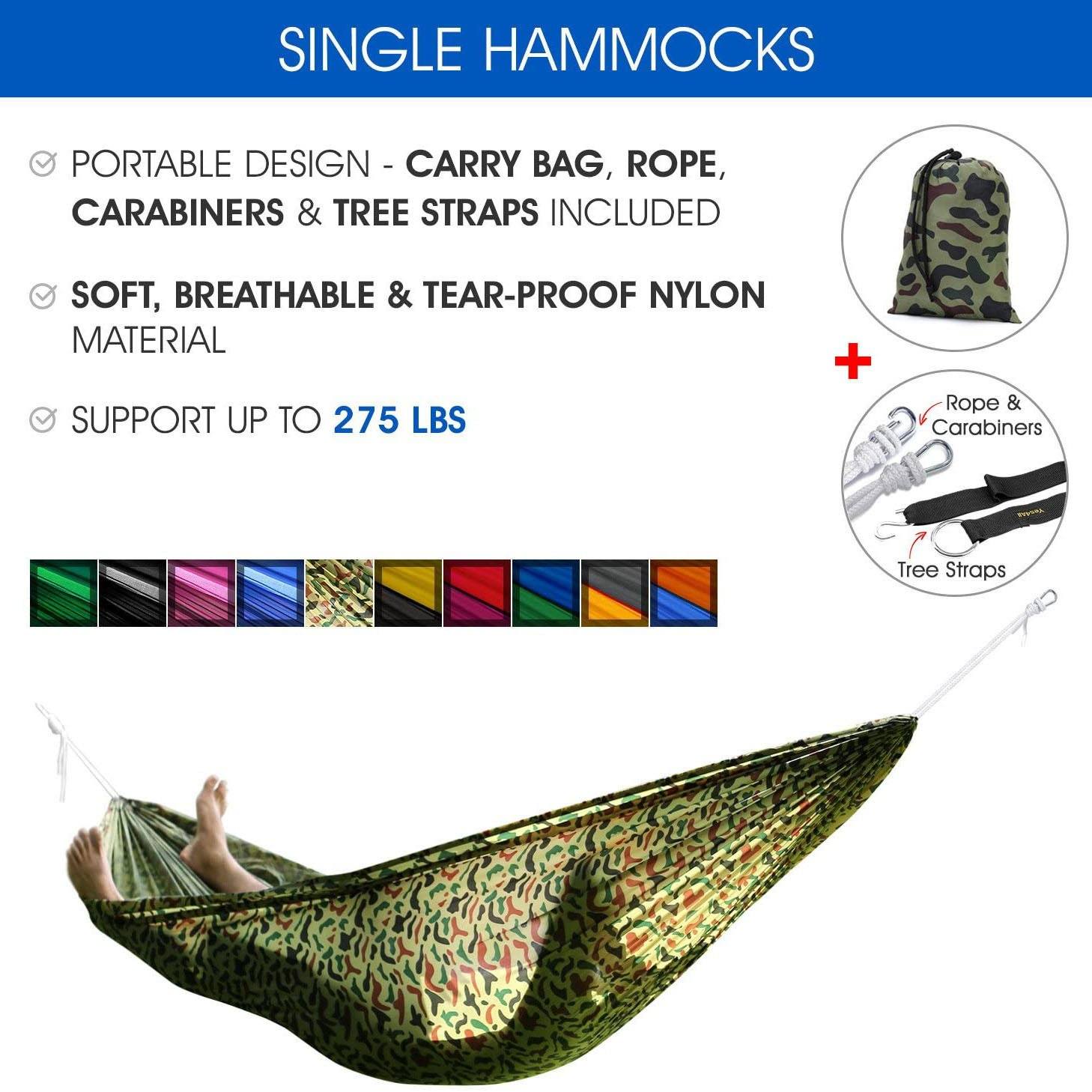 Lightweight Camping Hammock with Strap & Carry Bag Sports & Outdoors - DailySale