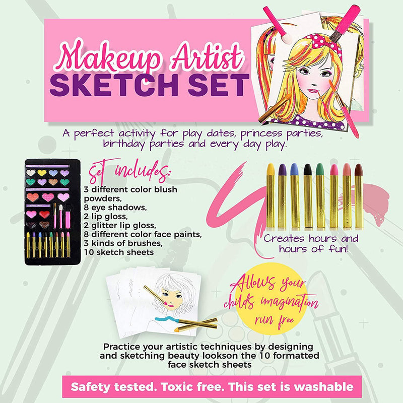 Lil Me Makeup Artist Sketch Set with 10 Design Sketch Sheets Toys & Games - DailySale