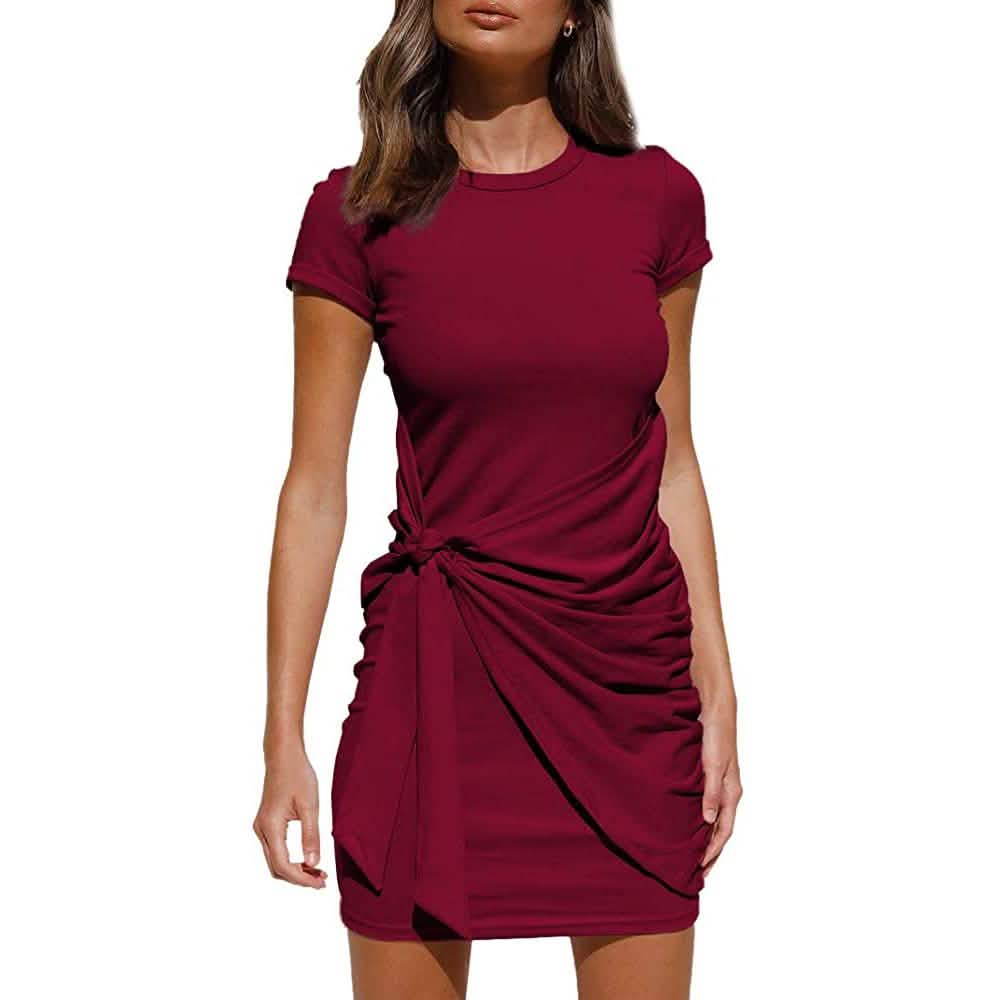 summer t shirt dress LILLUSORY Women's Summer T Shirt Dress Coffee / XL