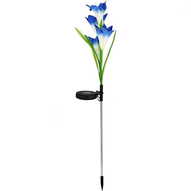 solar powered lily flower lights Lily Flower Multi-Color Changing LED Solar Powered Lights Blue