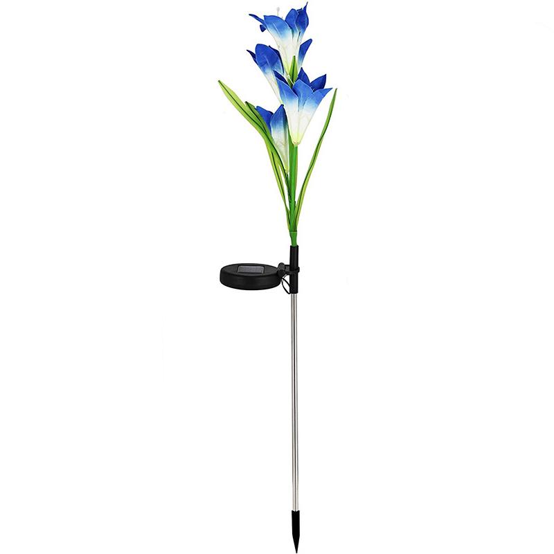 Lily Flower Multi-Color Changing LED Solar Powered Lights Outdoor Lighting Blue - DailySale