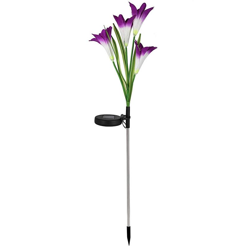 Lily Flower Multi-Color Changing LED Solar Powered Lights Outdoor Lighting Purple - DailySale