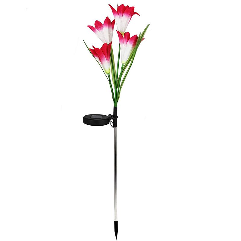 Lily Flower Multi-Color Changing LED Solar Powered Lights Outdoor Lighting Red - DailySale