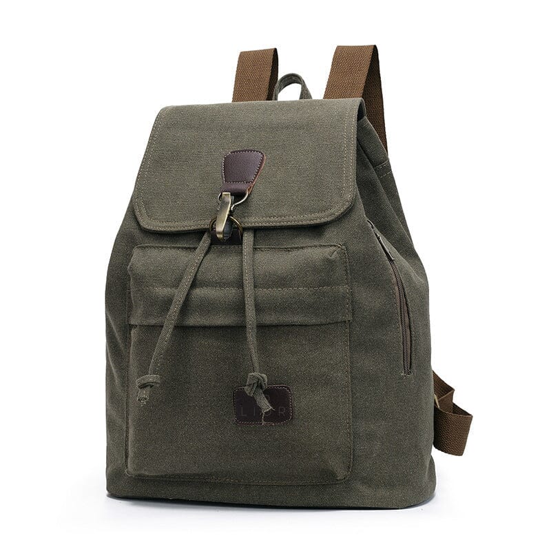 Lior Unisex Canvas Backpacks Bags & Travel Army Green - DailySale