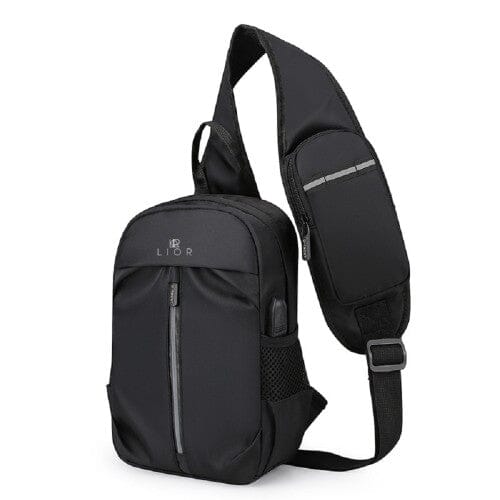 Lior Usb Charging Port Multi Pocket Shoulder Bag Bags & Travel Black - DailySale