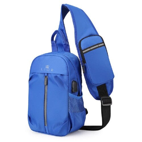 Lior Usb Charging Port Multi Pocket Shoulder Bag Bags & Travel Blue - DailySale