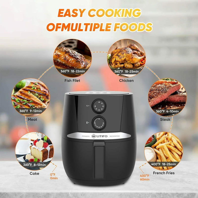 LITIFO Air Fryer 4.5 QT Oven Oilless Cooker with Rotary Button Home Kitchen Appliances - DailySale