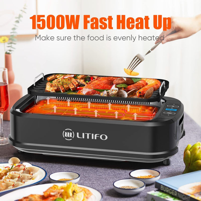 Litifo Smokeless Grill and Griddle Kitchen Appliances - DailySale