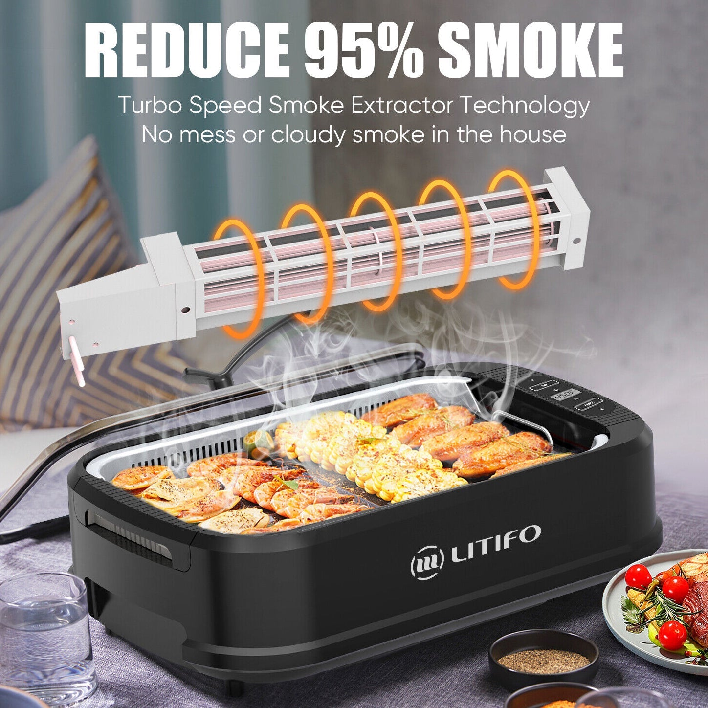 Litifo Smokeless Grill and Griddle Kitchen Appliances - DailySale