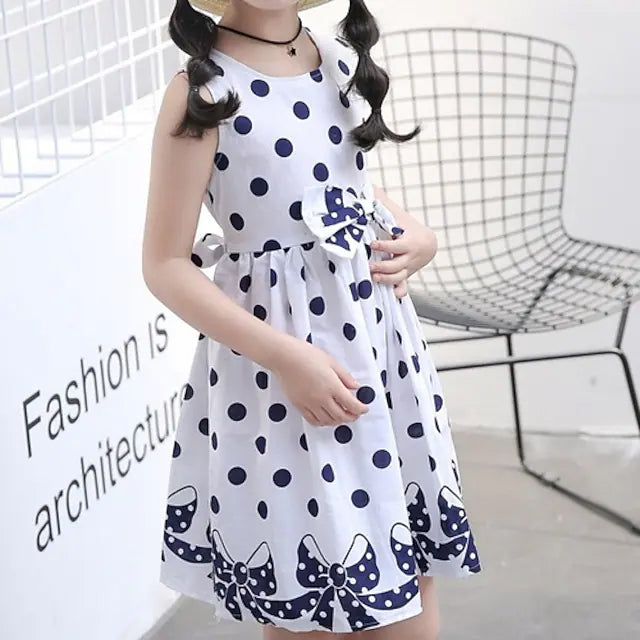 Little Girls' Dress Sundress Polka Dot Casual Lace Trims Print
