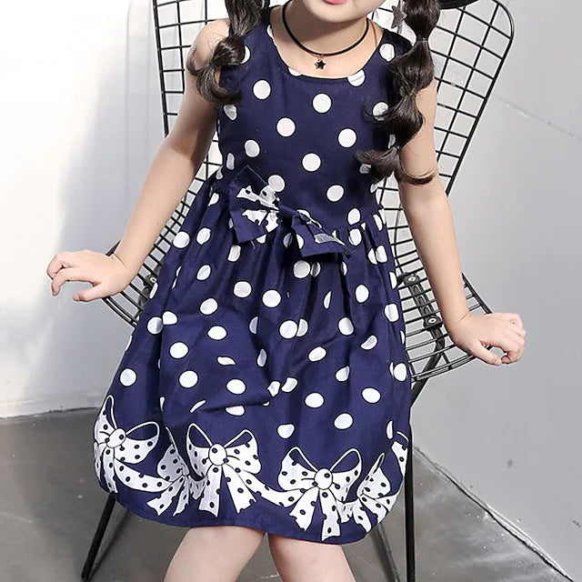 Little Girls' Dress Sundress Polka Dot Casual Lace Trims Print