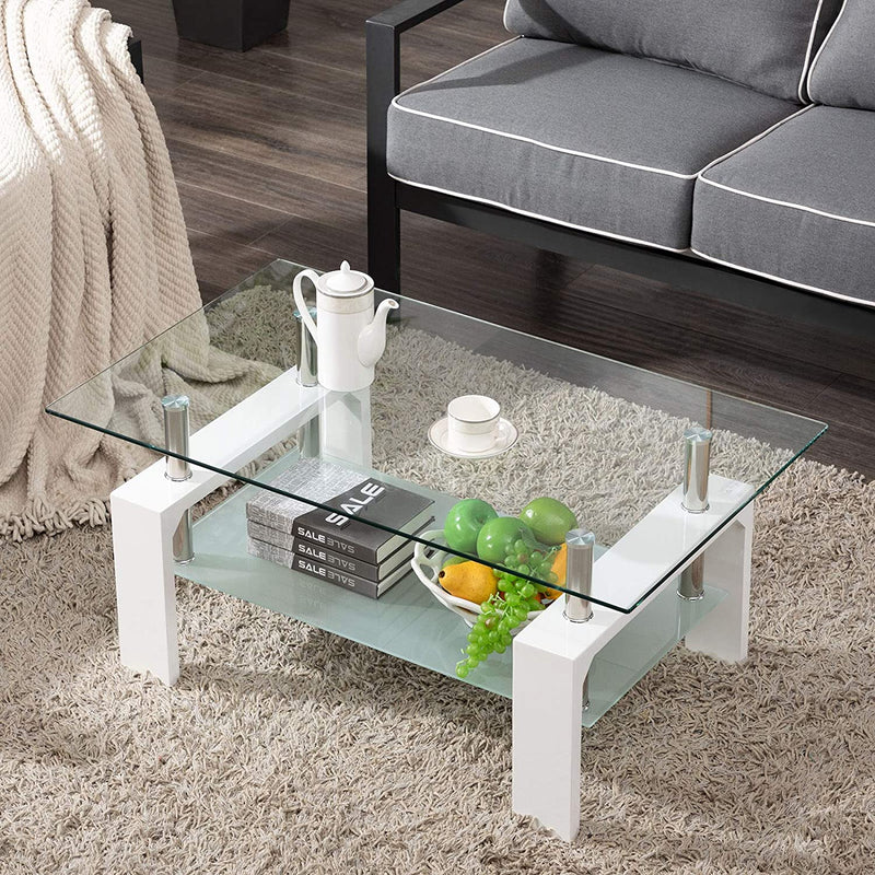Living Room Rectangle Glass Coffee Table