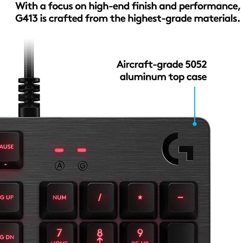 Logitech G413 Backlit Mechanical Gaming Keyboard USB Passthrough Carbon Computer Accessories - DailySale