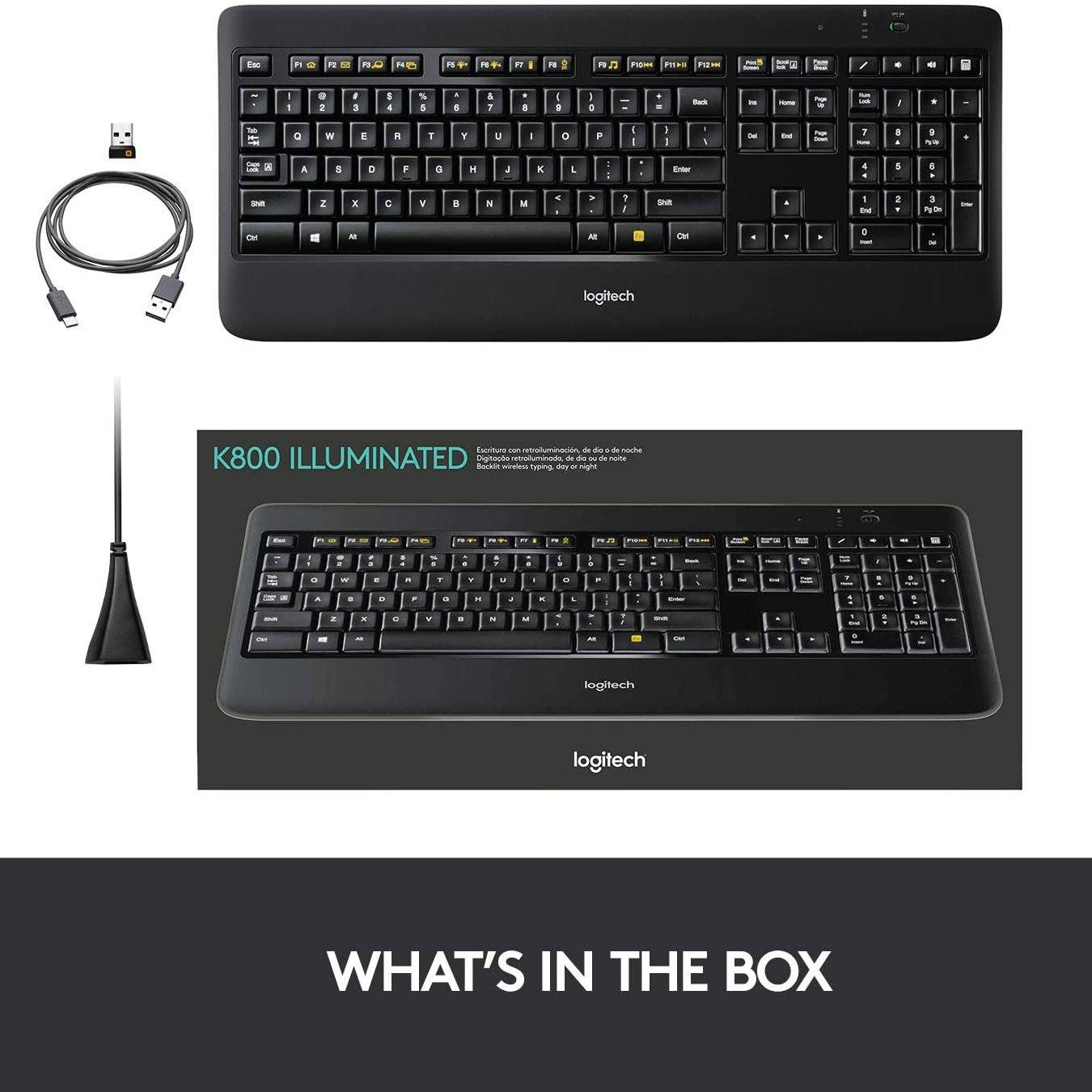 Logitech K800 Wireless Illuminated Black Keyboard Computer Accessories - DailySale