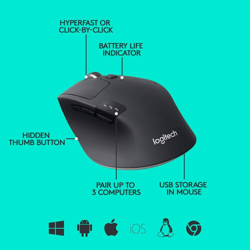 Logitech M720 Wireless Triathlon Mouse with USB Unifying Receiver (Refurbished) Computer Accessories - DailySale