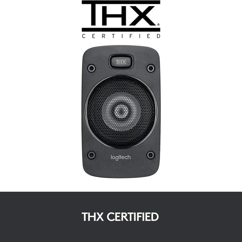 Front view of a skeaper from the Logitech Z906 5.1 Surround Sound Speaker System showing the "THX Certified" inscription