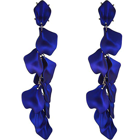 Long Acrylic Rose Petal Earrings Earrings Blue - DailySale