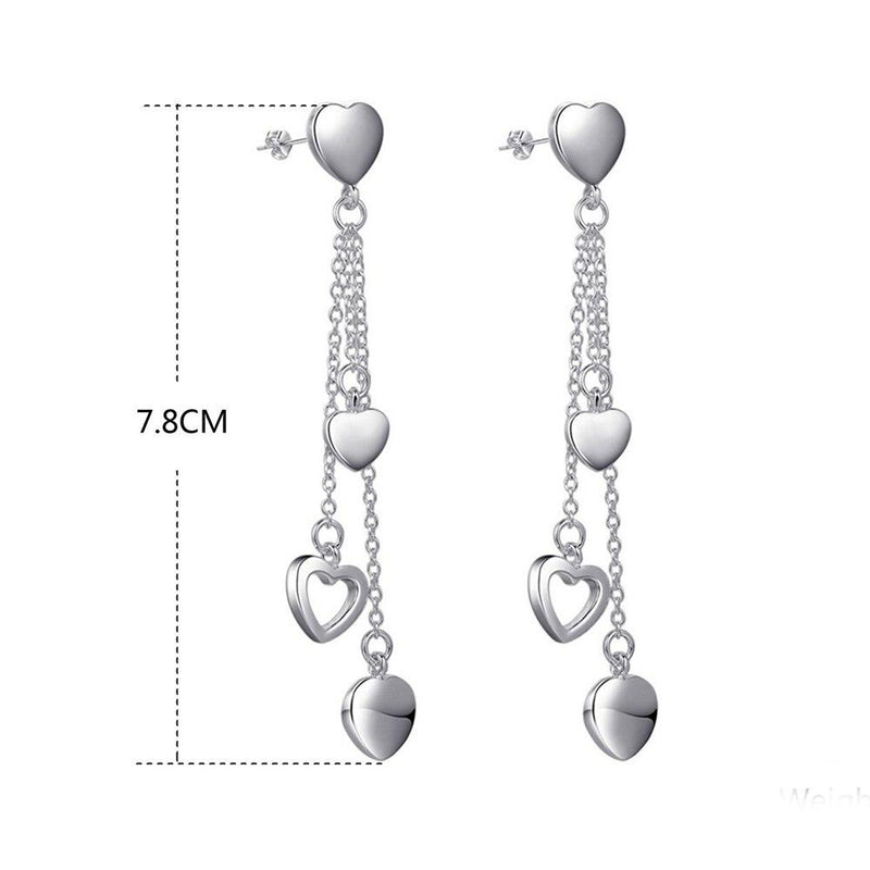 Long Dangling Heart Earrings in White Gold Jewelry - DailySale