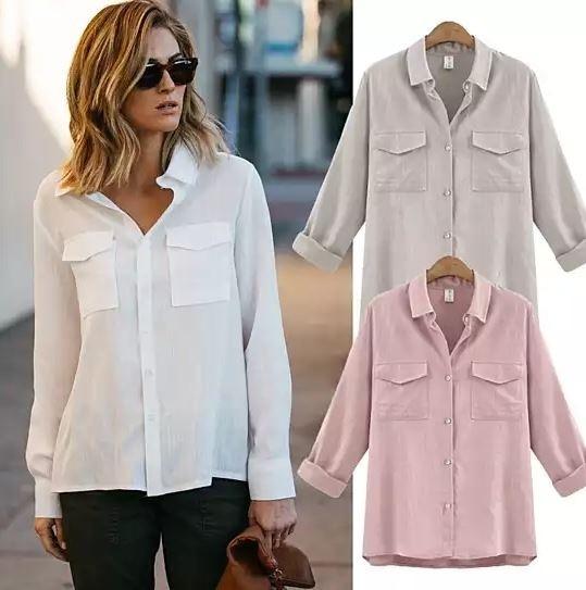 Loose Cut White Linen/Cotton Button Up Breathable Shirt - Size: XL Women's Apparel - DailySale