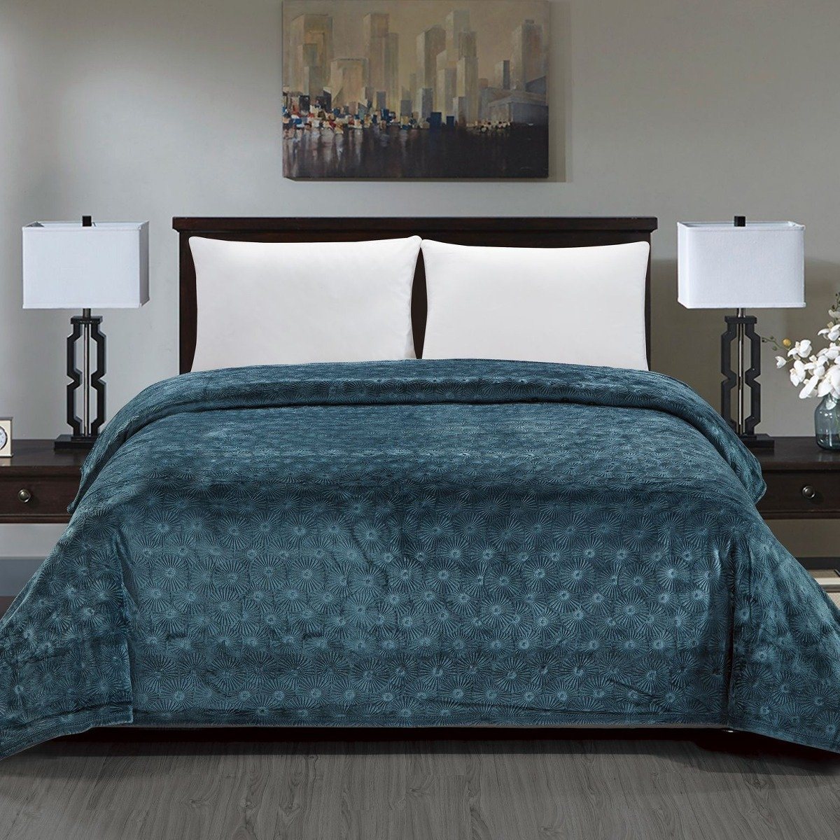 Louvre Blanket-Teal-Queen Linen & Bedding - DailySale