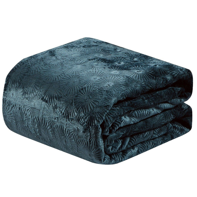 Louvre Embossed Microplush Blanket - Assorted Colors Linen & Bedding Queen Oxford Blue - DailySale